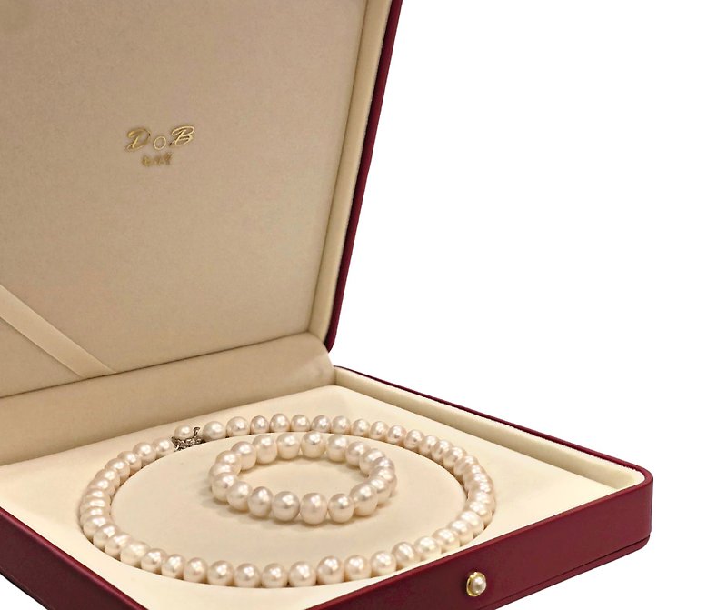 禮盒珍珠套組項鍊 - 項鍊 - 銀 白色
