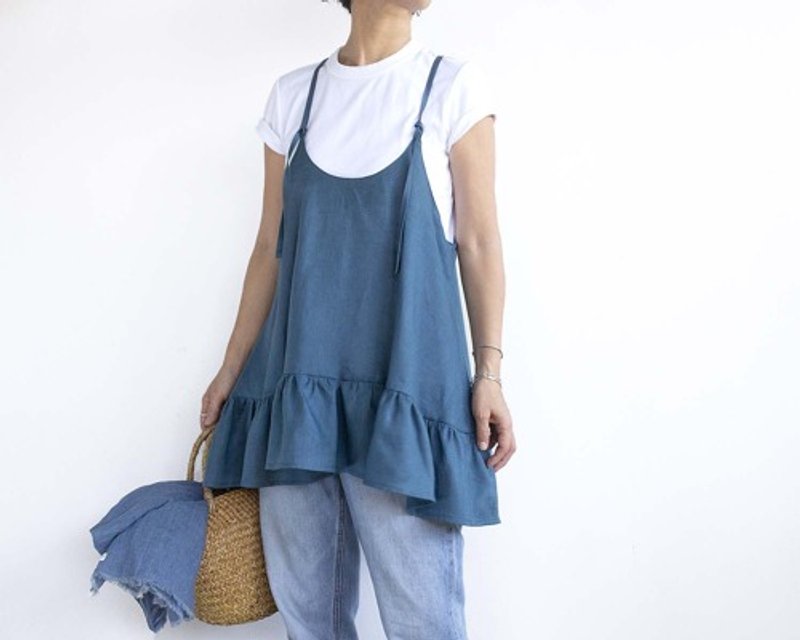 Pinkoi Proxy Purchase - リネンキャミソール(ブルー） - トップス - コットン・麻 