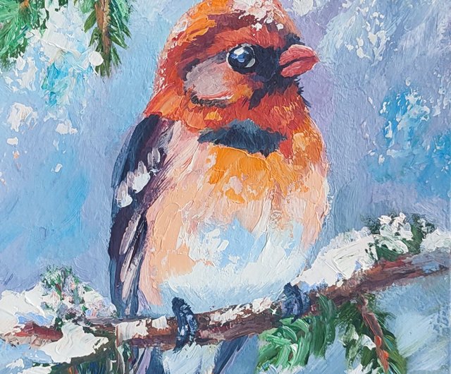 鳥の油絵鳥の小アート鳥のアートワーク鳥の絵鳥のアート