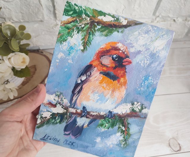 鳥の油絵鳥の小アート鳥のアートワーク鳥の絵鳥のアート