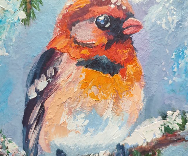 鳥の油絵鳥の小アート鳥のアートワーク鳥の絵鳥のアート