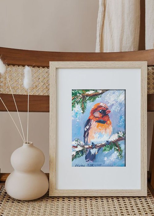 鳥の油絵鳥の小アート鳥のアートワーク鳥の絵鳥のアート - ショップ