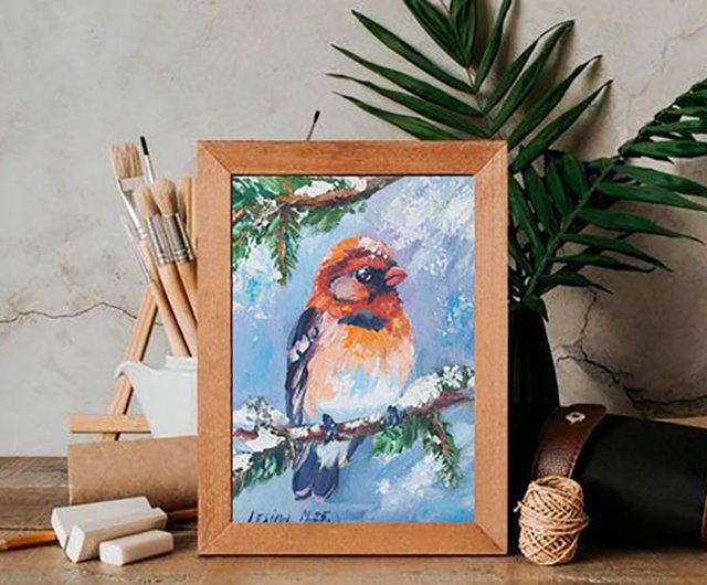 鳥の油絵鳥の小アート鳥のアートワーク鳥の絵鳥のアート