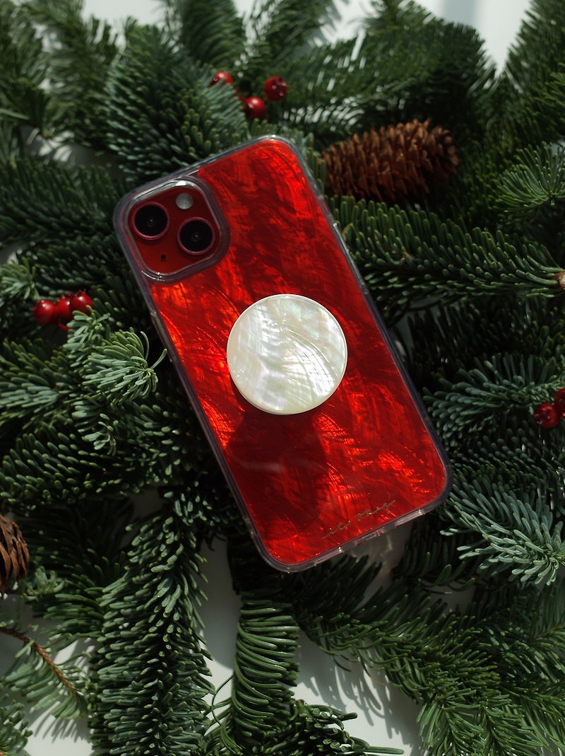 Christmas gift natural real shell iPhone mobile phone case artisan handmade high quality - เคส/ซองมือถือ - เปลือกหอย สีแดง