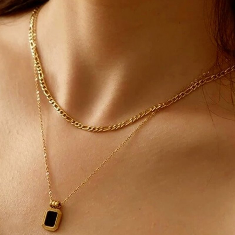 [CReAM] Zora European and American design double-layer white mother-and-daughter necklace with 18K gold plated necklace (two pieces are not allowed) - Necklaces - Other Metals 