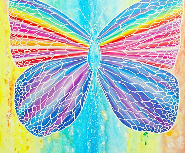 Original Butterfly Expressionism Painting －Rainbow Angel - Shop