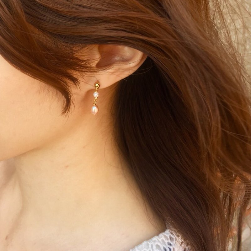Anniewhere | 小甜甜 | Pink Pearl Earrings - Earrings & Clip-ons - Gemstone Silver