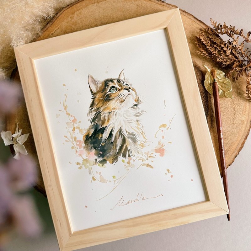 Hand-painted English Watercolor | Custom Pet Portrait, Likeness Drawing, Hand-drawn Illustration, Birthday Gift - ภาพวาดบุคคล - กระดาษ หลากหลายสี