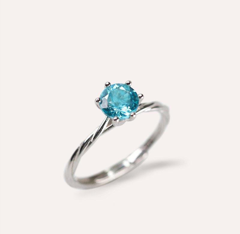 AND Stone Blue Round 6mm Ring Metamorphosis Series Spread Natural Gemstone Jewelry - แหวนทั่วไป - เงิน สีน้ำเงิน