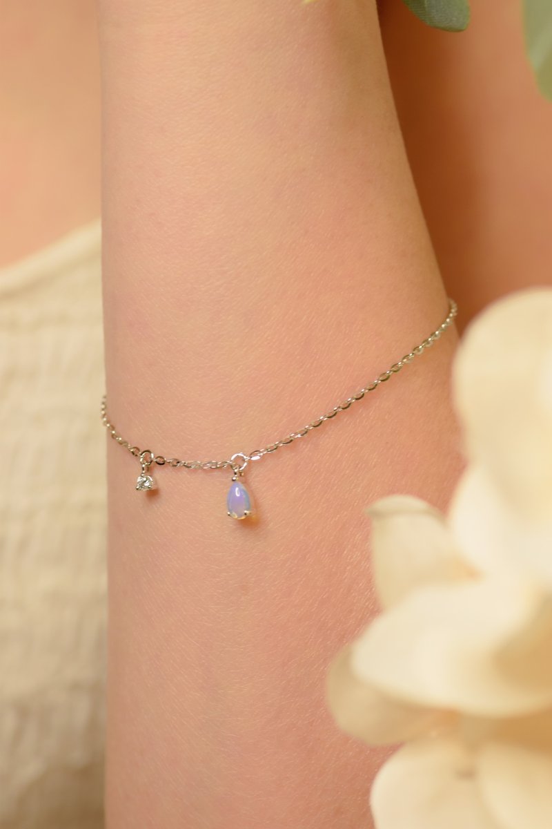 Drizzle Opal Bracelet - Sterling Silver - Stone- Opal - สร้อยข้อมือ - เครื่องเพชรพลอย 