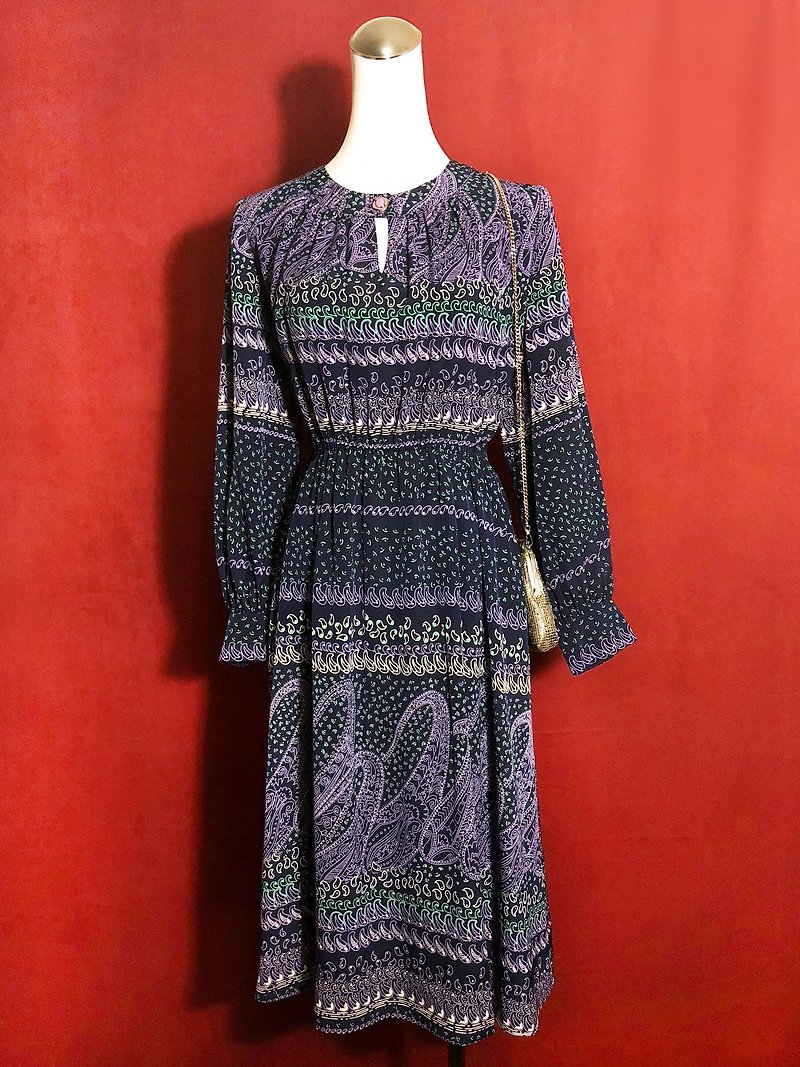 Totem long sleeve vintage dress / abroad brought back VINTAGE - ชุดเดรส - เส้นใยสังเคราะห์ สีน้ำเงิน
