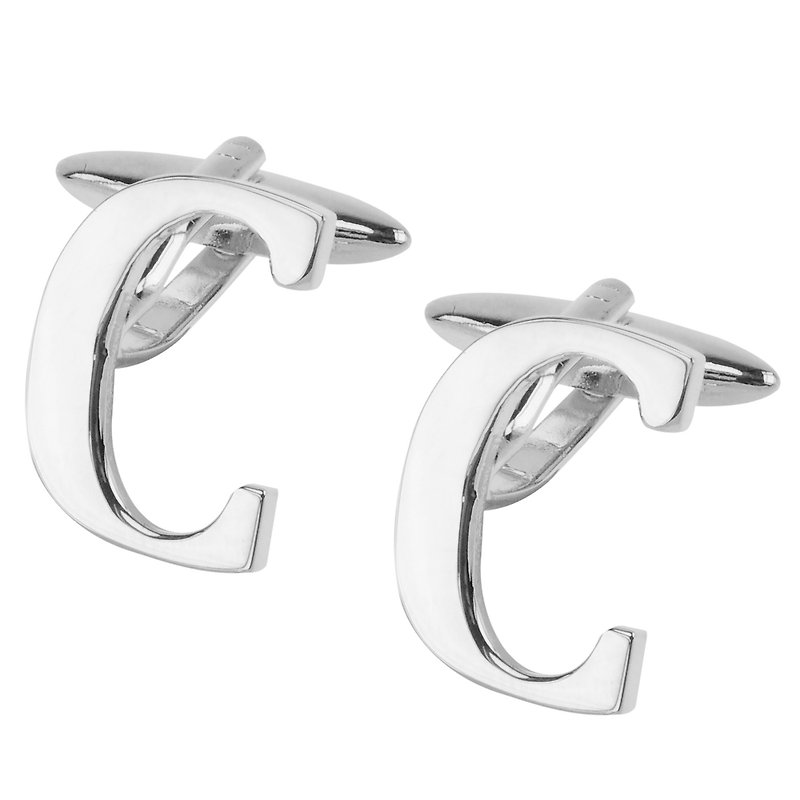 Initial Alphabet C Cufflinks - Cuff Links - Other Metals Silver