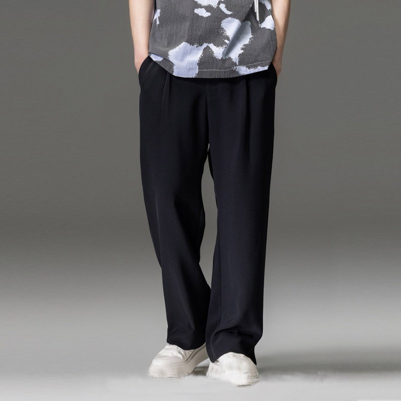 夏季男士黑色直筒褲百搭休閑長褲子 - 男長褲/休閒褲 - 其他材質 