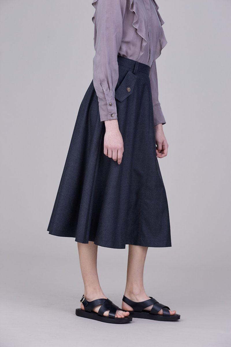 Soft wool grey four-piece cut semicircle skirt