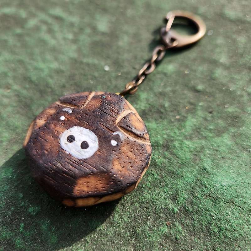 黑豬雕刻鑰匙圈 - 鑰匙圈/鎖匙扣 - 木頭 咖啡色