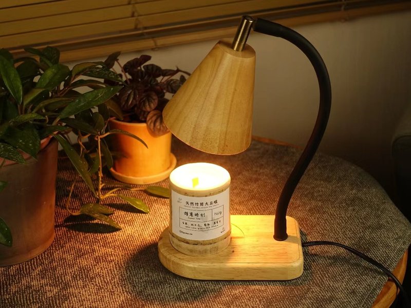 Solid wood scented candle melting wax lamp comes with bamboo tube candle - โคมไฟ - ไม้ 