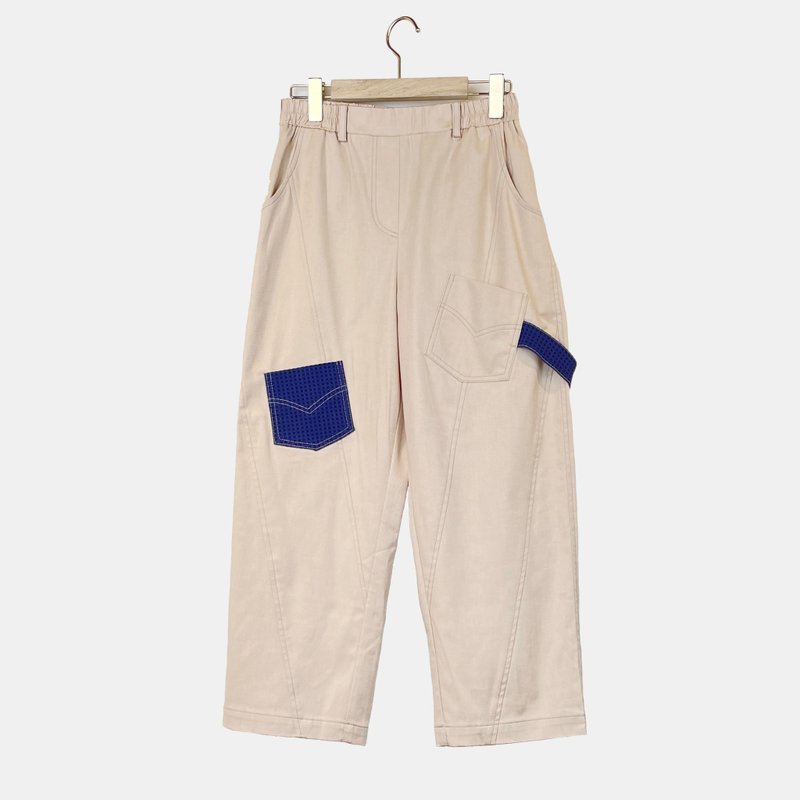アプリコット - ステッチサイドラインパンツ #A2065 - パンツ レディース - コットン・麻 カーキ