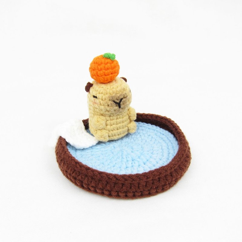 Capybara Jun Storage Mat Mineral Mat (Capybara can be made into a keychain) - ของวางตกแต่ง - ไฟเบอร์อื่นๆ สีนำ้ตาล