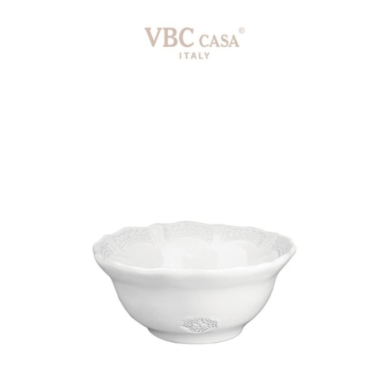 Italian VBC casa pure white lace series 13cm rice bowl - ถ้วยชาม - ดินเผา ขาว