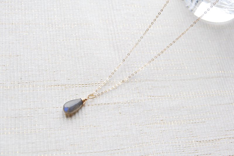 Resale Jewelry Labradorite simple necklace 14 kgf - สร้อยคอ - เครื่องเพชรพลอย สีเทา