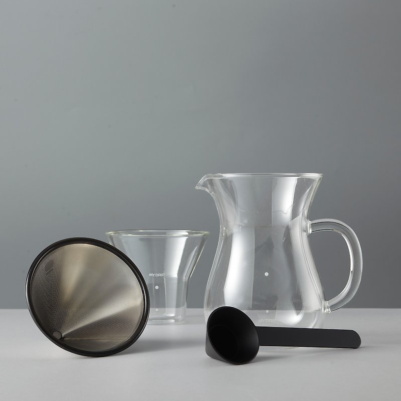 MY DRIP CF02 CF04 Hand-made coffee glass pot + metal filter - เครื่องทำกาแฟ - แก้ว 