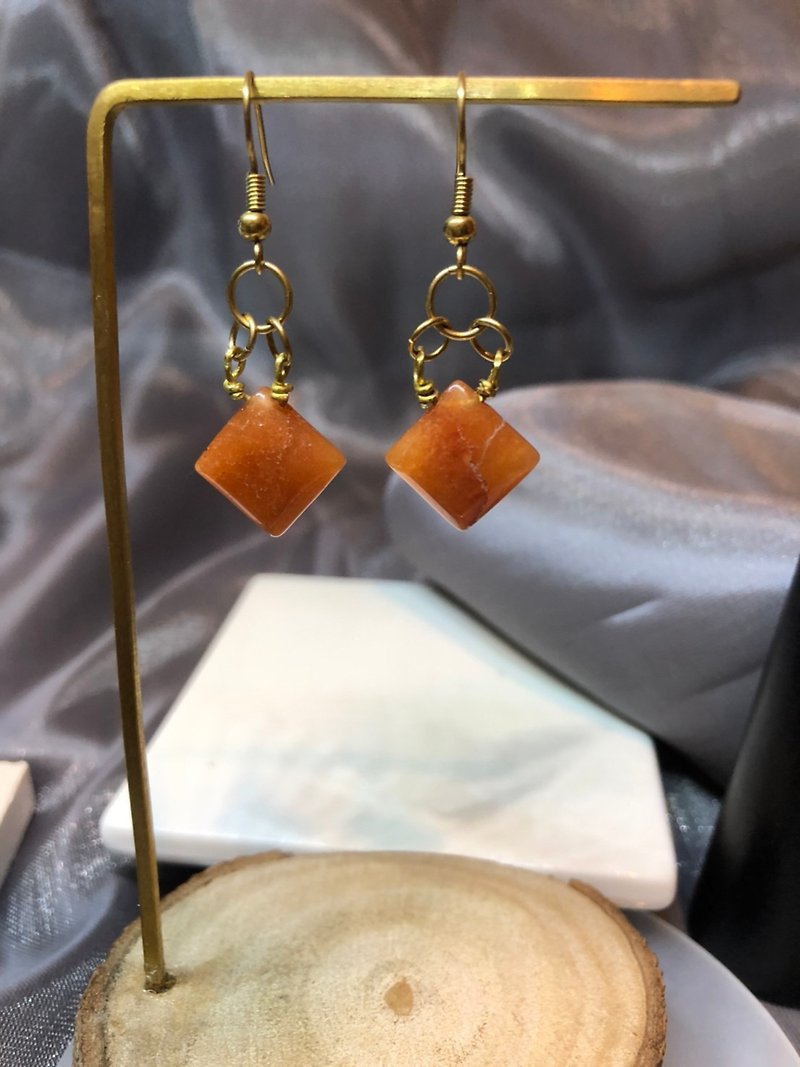Qijia Natural Stone Square Earrings - Earrings & Clip-ons - Other Metals Gold
