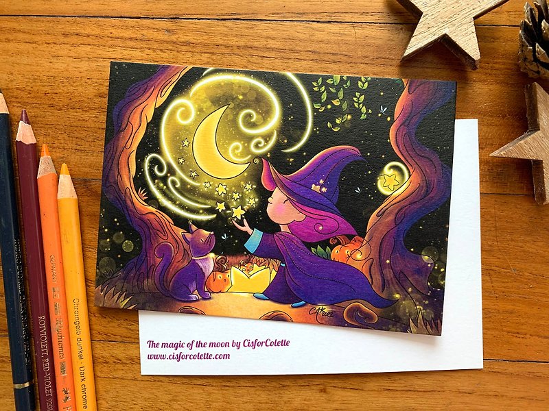 The magic of the moon postcard - Cards & Postcards - Paper Black