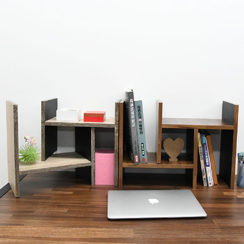 Taiwan-made desktop bookshelf 15mm telescopic bookshelf storage rack shelf bookshelf - Bookshelves - Wood Brown