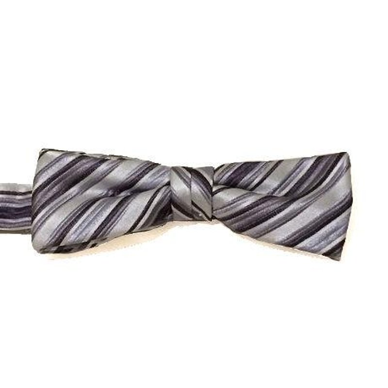 multi regimental bow tie Square - 煲呔 - 絲．絹 銀色