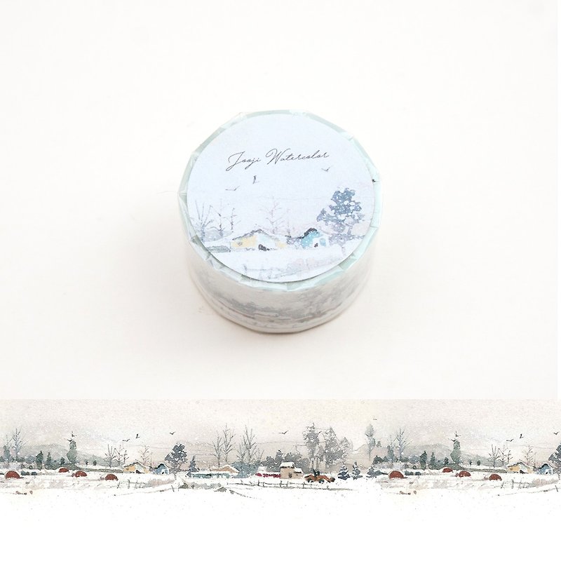 北海道の雪|ちうきち水彩手描き紙テープシール - マスキングテープ - 紙 ホワイト