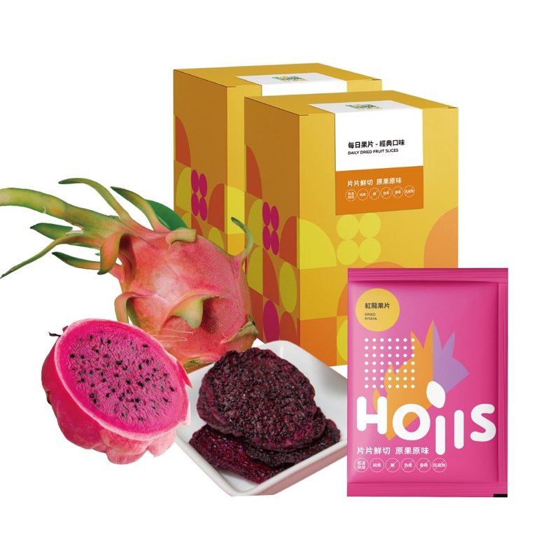 Red dragon fruit dried fruit carry-on bag 7 packs/box [Hoiis Haoji Food] No added sugar-free dried fruit made in Taiwan - ผลไม้อบแห้ง - วัสดุอื่นๆ สีเขียว