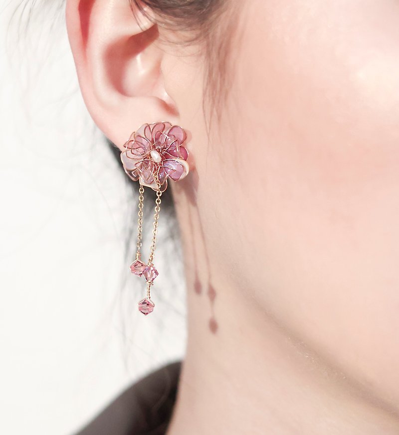 Red Flower-No.02 Violet Earrings - ต่างหู - เรซิน สีม่วง