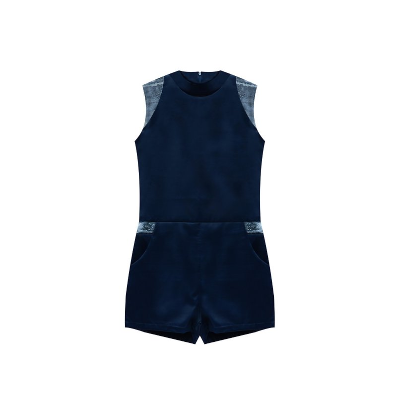 Navy Halter Neck Jumpsuit (Size M) - 吊帶褲/連身褲 - 其他材質 藍色