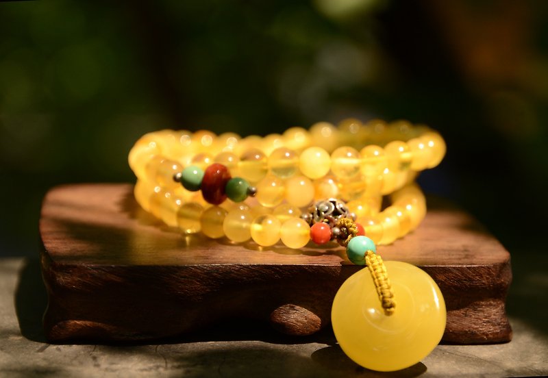 Customized [Freedom and Peace] Amber Amber Art Retro Original Design Bracelet - สร้อยข้อมือ - เครื่องเพชรพลอย สีเหลือง