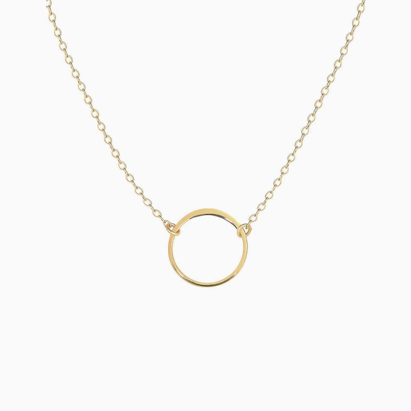 KARMA Hammered Circle Necklace - 14K Gold Filled - สร้อยคอ - โลหะ สีทอง