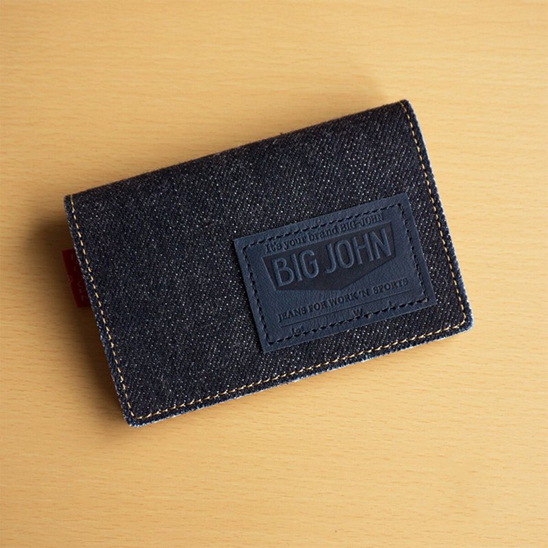 カードケース 【 BIG JOHN × かもめ 】 デニム 革 レザー 名刺入れ カード HC03K - 名片夾/名片盒 - 其他材質 藍色