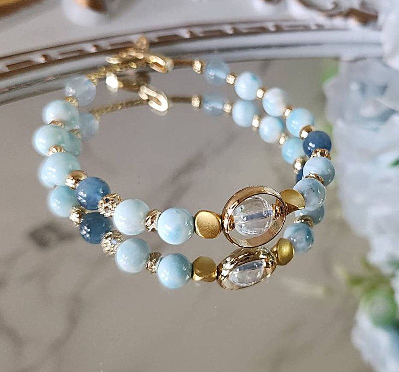 Mermaid Love|Sea Stone|Blue Needle Crystal|Dark Aquamarine|Aquamarine|Crystal Beads|Bracelet - Bracelets - Crystal Blue