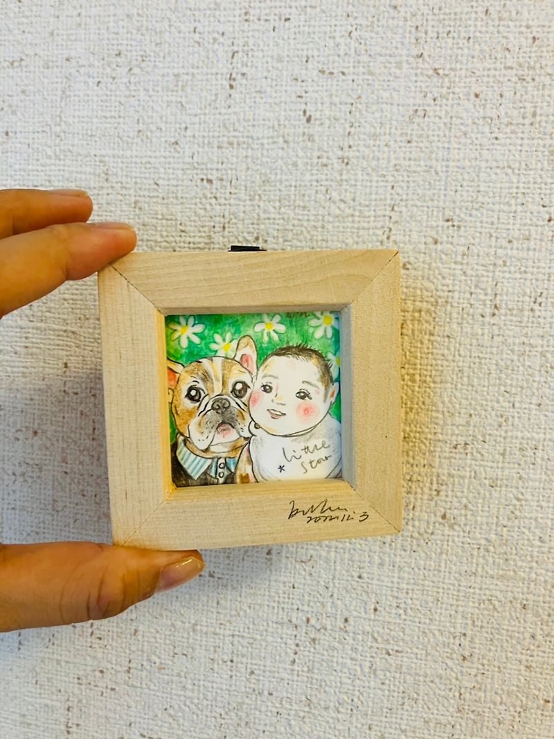 Custom-made 5.5cm mini painting with frame - วาดภาพ/ศิลปะการเขียน - กระดาษ 