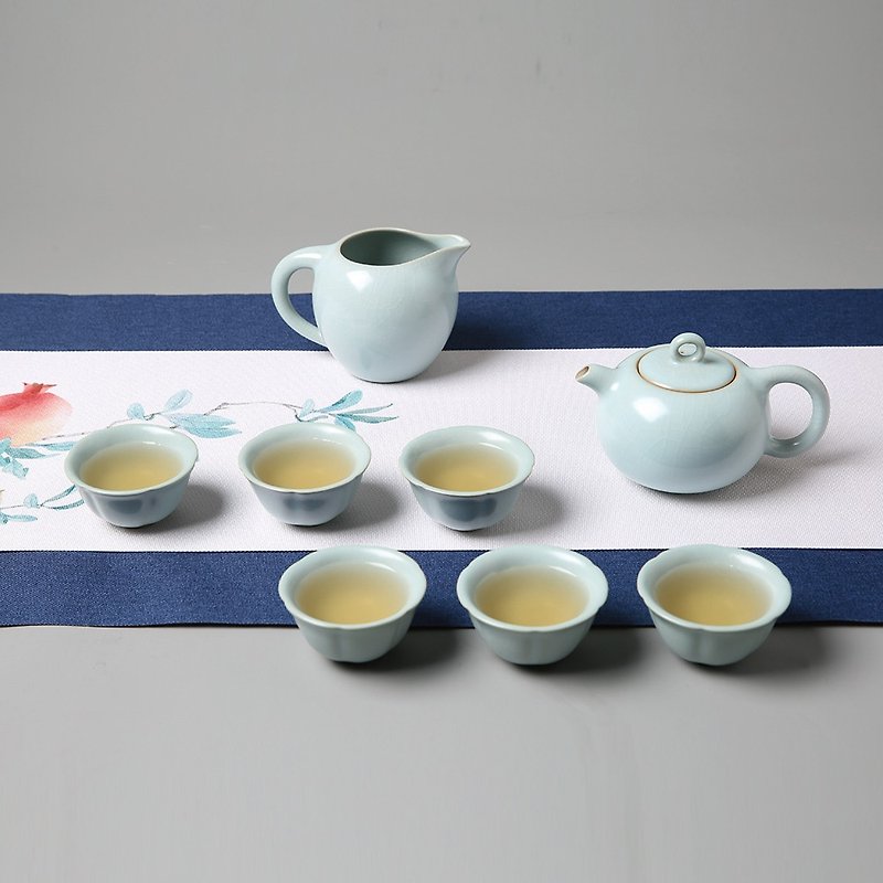 [Lu Bao LOHAS] Ru Kiln Ball Teapot Tea Set Song Dynasty Aesthetics Chinese Romance - Teapots & Teacups - Pottery 