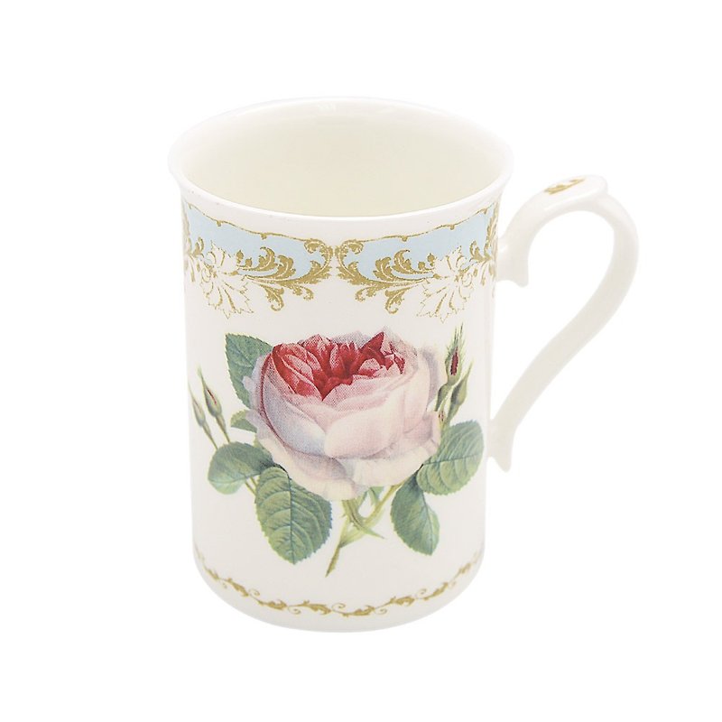 UK RK | Vintage Roses Classical Rose Garden Sky Powder Blue 320ml Bone China Straight Cup - แก้วมัค/แก้วกาแฟ - เครื่องลายคราม 