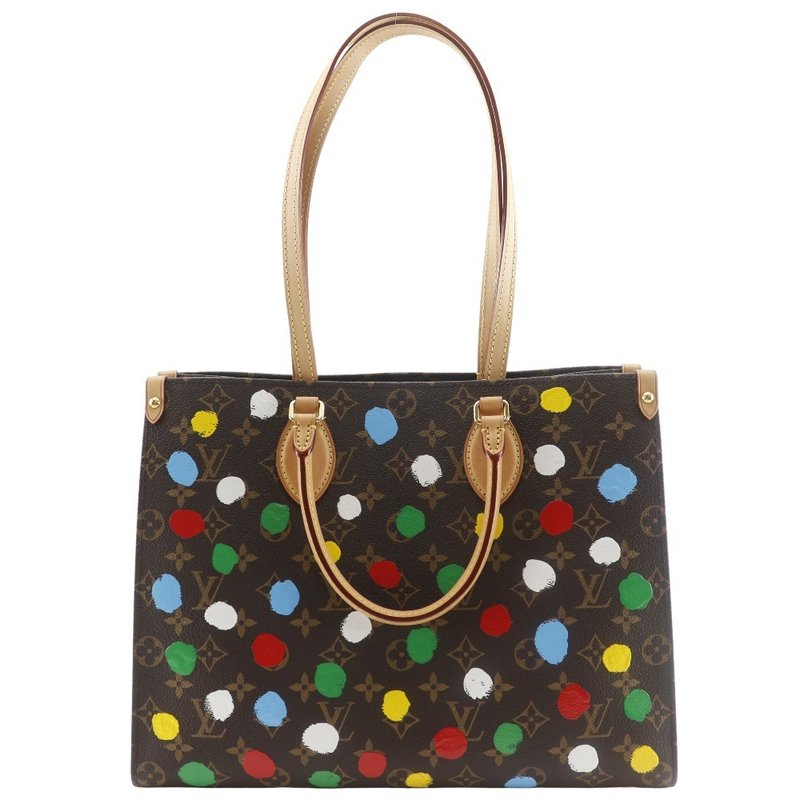 【日本直送】ルイ・ヴィトン LOUIS VUITTON LV×YK オンザゴーMM トートバッグ 草間彌生 ドット M46379 モノグラムヴェルニ 茶【中古】 - 手提包/手提袋 - 真皮 咖啡色