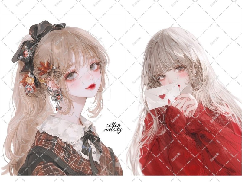 original sticker no.7097 人物ステッカー オリジナルステッカー 人物ステッカー 女の子ステッカー オリジナル人物ステッカー - 貼紙 - 紙 