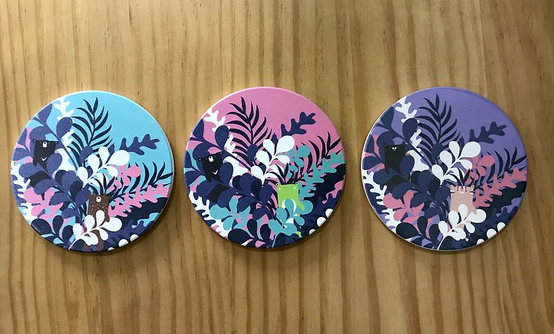 Taiwanimal Bay A Maji_Tropical Rainforest Series Ceramic Water Coaster - Coasters - Pottery Multicolor