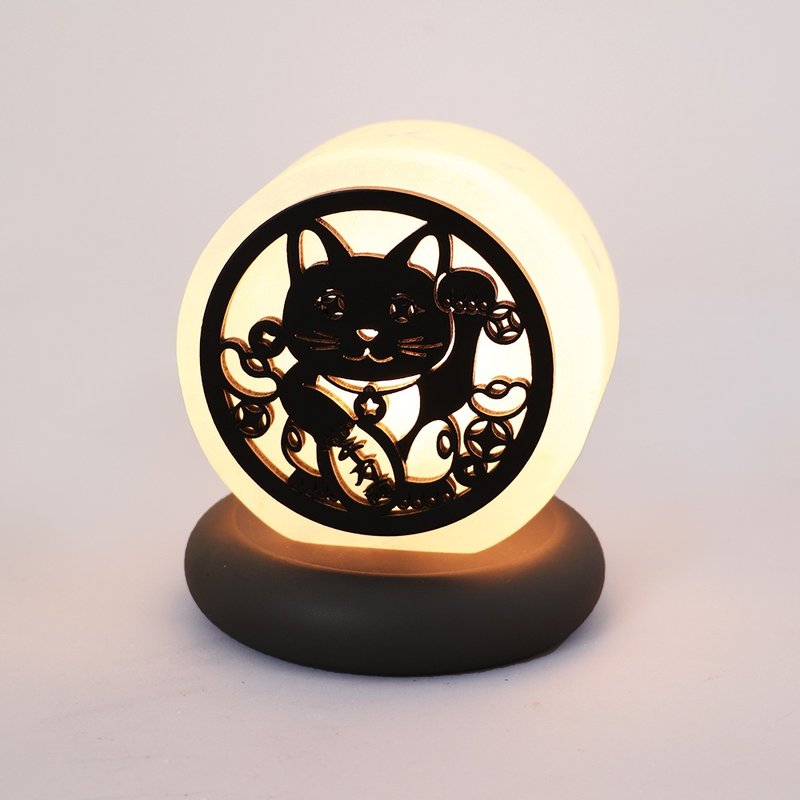 Small silhouette I lucky cat salt lamp l lucky business I salt lamp - ของวางตกแต่ง - วัสดุอื่นๆ สีส้ม