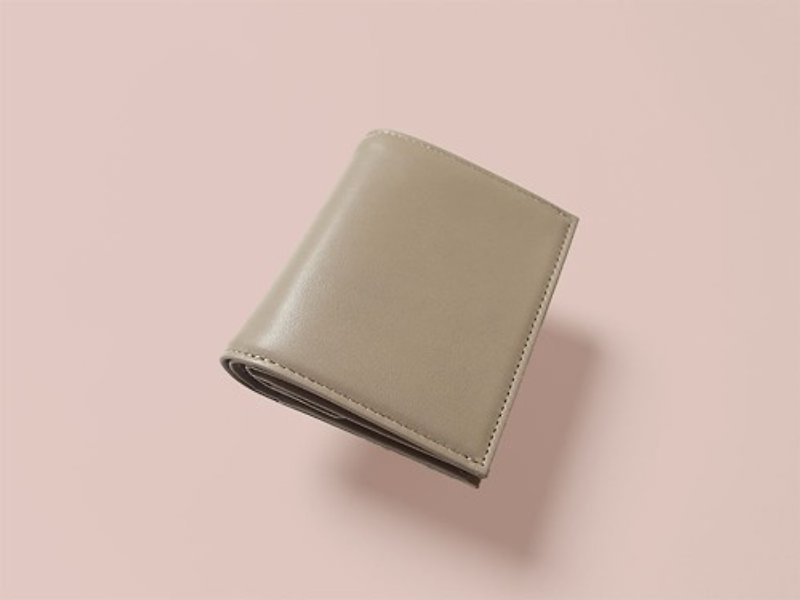 Easy to take out coins, compact Short Wallet (Sand Beige) using Itaryleather - Wallets - Genuine Leather Khaki