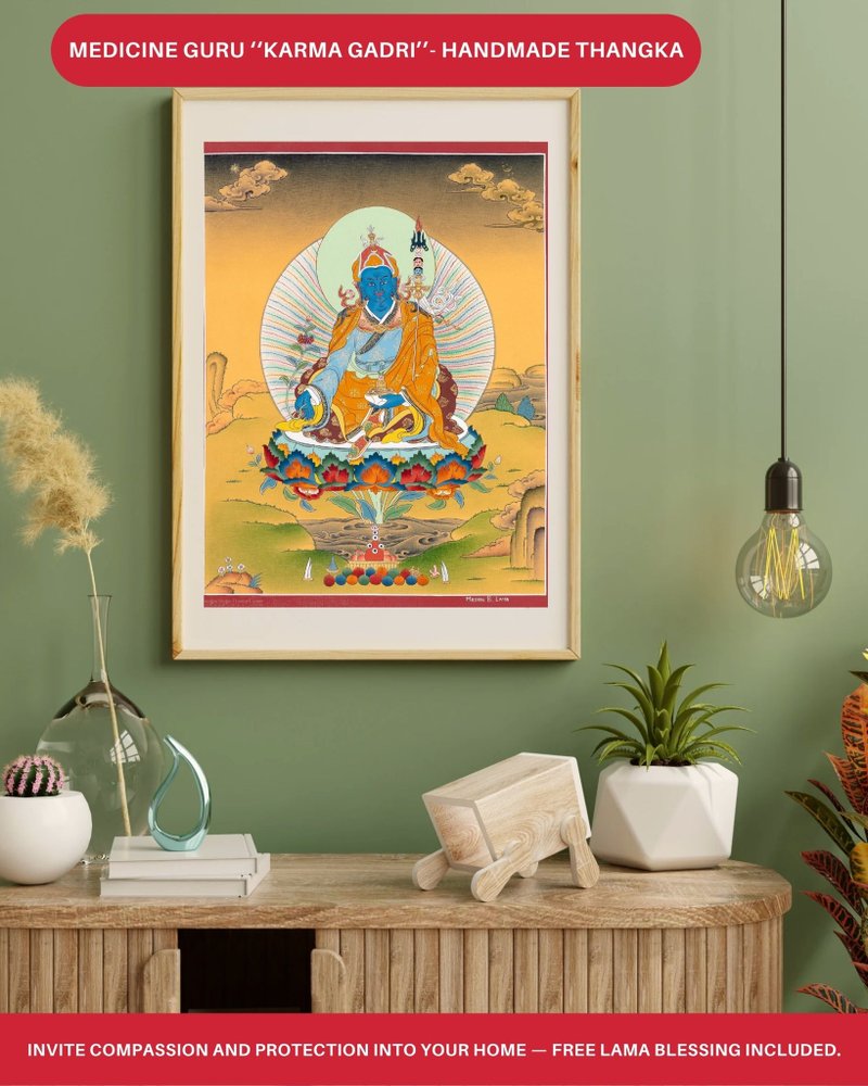 蓮花生大士唐卡  高品質唐卡 手鐲 緬甸玉 冰種翡翠 翡翠 三彩 - 插畫/繪畫/寫字 - 紙 多色