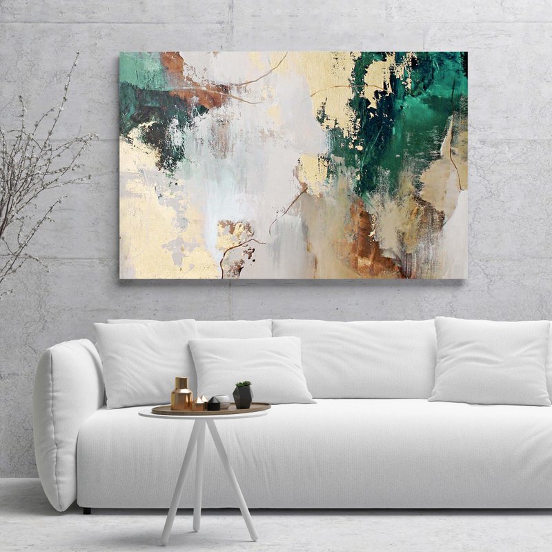 Green Gold Painting |  Green Gold Abstract | Green Wall Art | Green Avalanche-2 - Wall Décor - Cotton & Hemp 