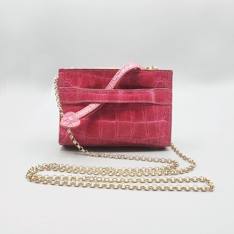 Belen Clutch and Cross-Body Leather Bag - Clutch Bags - Genuine Leather Pink
