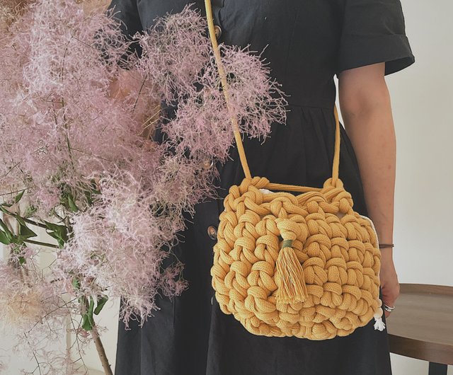 指編みのハンドメイドバッグ ストラップ2本付き - ショップ nani