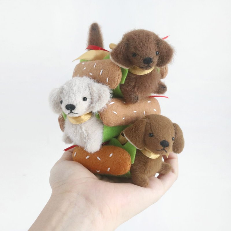 (Video attached to the material package) Dachshund hot dog doll material package Dachshund handmade material package - Knitting, Embroidery, Felted Wool & Sewing - Other Materials Brown